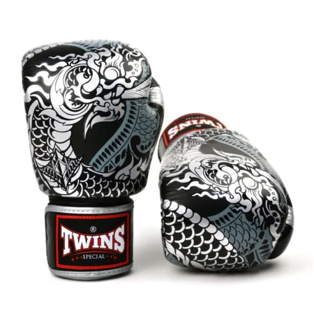 Twins FBGVL3-52 Black Silver Nagas Muay Thai Gloves