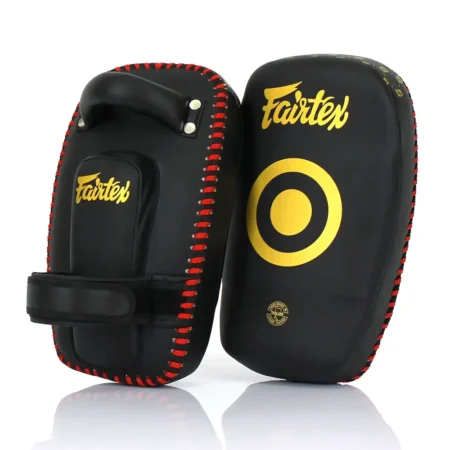 Fairtex KPLC6 Black Gold Microfibre Thai Kick Pads Small